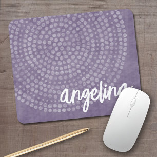Modern Boho Dot Pattern with bounce script name Mouse Pad