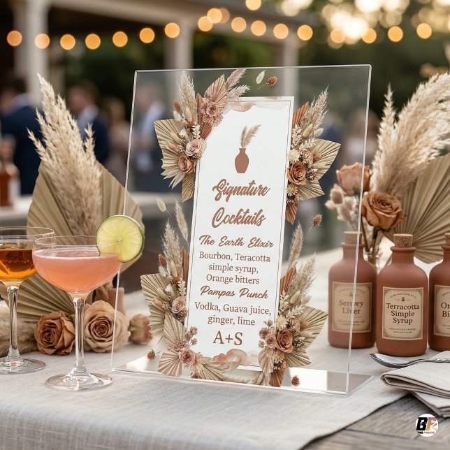 Modern Boho Dried Floral Pampas GrassTabletop Sign (Creator Uploaded)