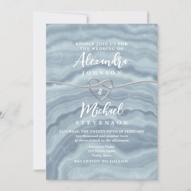 Modern Boho Dusty Blue Wedding Invitation (Front)