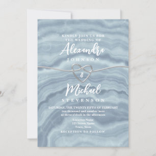 Modern Boho Dusty Blue Wedding Invitation