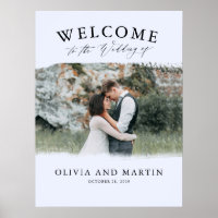 Modern Boho Dusty Blue Wedding Welcome Photo Sign