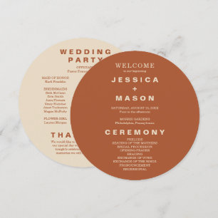 Modern Boho Earth Tone Circle Wedding Program Programme