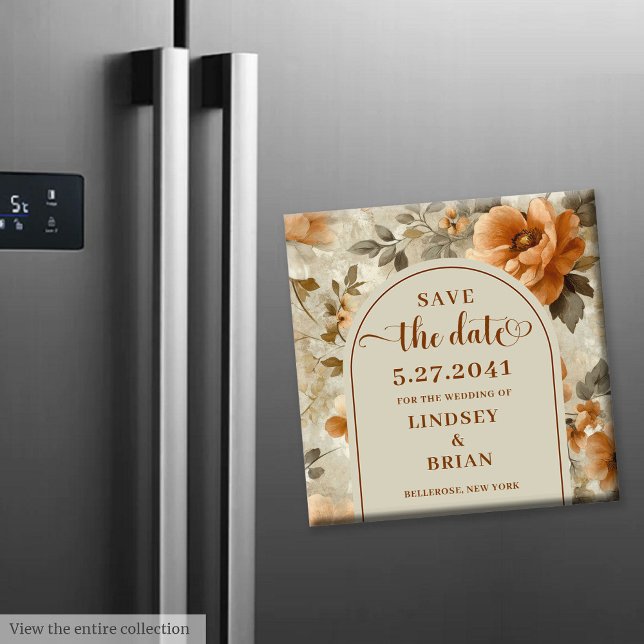 Modern Boho Earthy Ivory Sage Floral Save the Date Magnet (Modern Boho Earthy Ivory Sage Floral Save the Date)