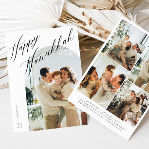 Modern Boho Elegant Script Hanukkah Card 