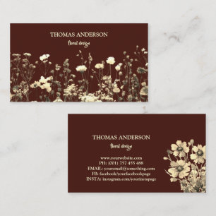 Modern Boho Elegant Wildflower Wild Flower Floral Business Card