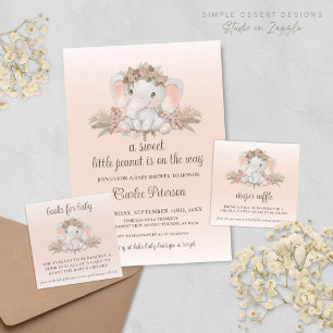 Modern Boho Elephant Baby Shower Diaper Raffle Enclosure Card