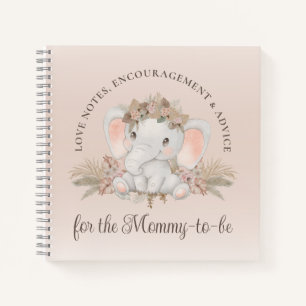 Modern Boho Elephant Gender Neutral Baby Shower Notebook
