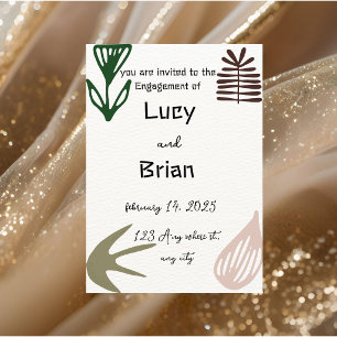 Modern Boho Engagement Invitation PRINTED   Plam