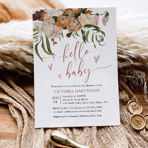 Modern Boho Fall Florals Baby Shower Invitation