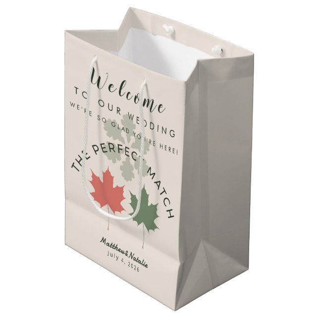 Modern Boho Fall Wedding Welcome Favour Medium Gift Bag (Front Angled)
