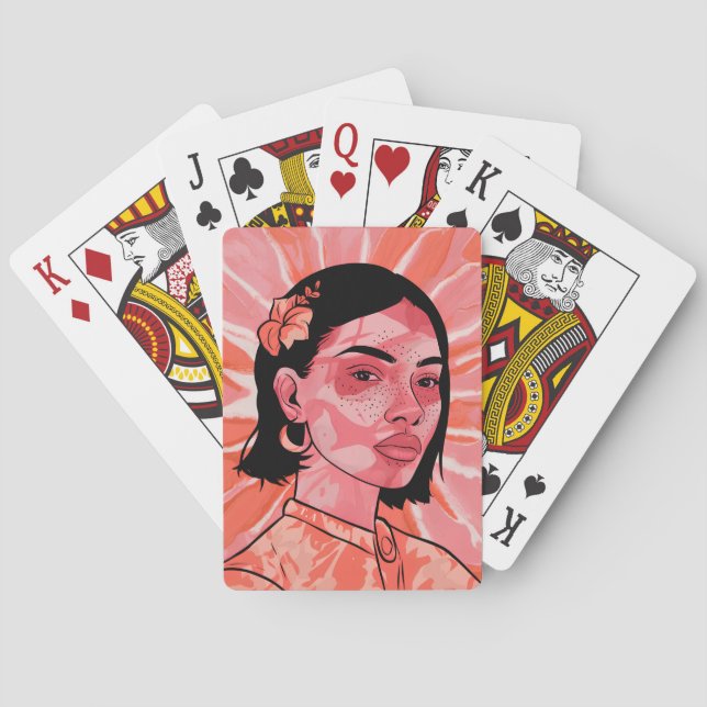 Modern boho feminine minimalist art playing cards (Back)