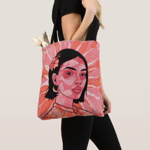 Modern boho feminine minimalist art tote bag