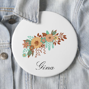 Modern Boho Floral 6 Cm Round Badge