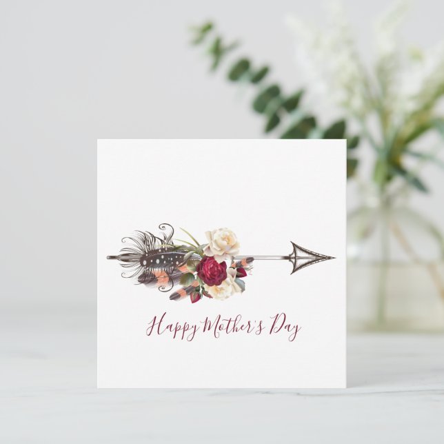 Modern Boho Floral Arrow Mother's Day Card (Standing Front)