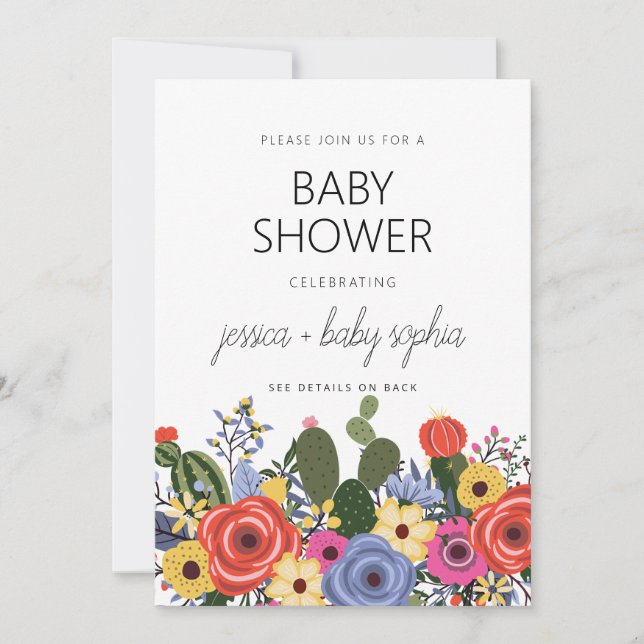 Modern Boho Floral Baby Shower Invitation (Front)