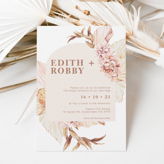 Modern Boho Floral Blush Arch Wedding Invitation (Creator Uploaded)