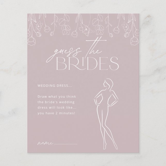 Modern Boho Floral Bridal Shower Game (Front)