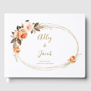 Modern Boho Floral Burnt Orange Wedding Guest Book
