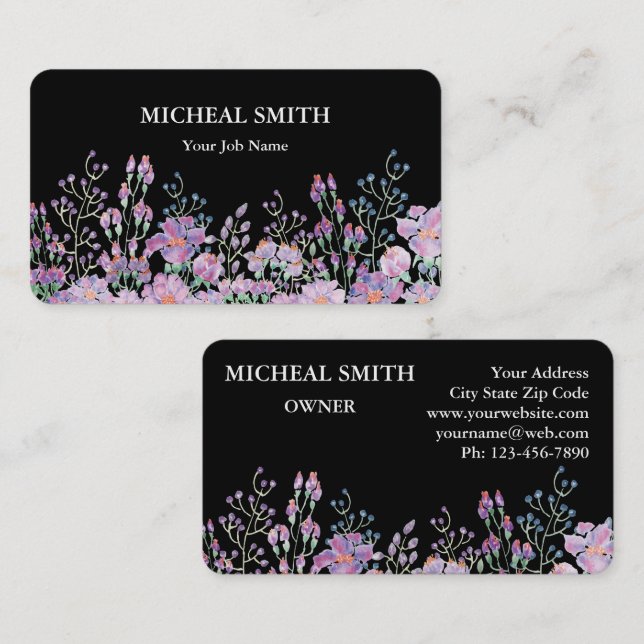Modern Boho Floral  Business Card (Front/Back)