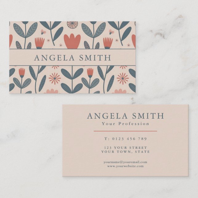 Modern Boho Floral Business Card (Front/Back)
