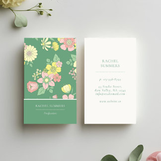 Modern Boho Floral Colourful Business Card