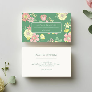 Modern Boho Floral Colourful  Business Card