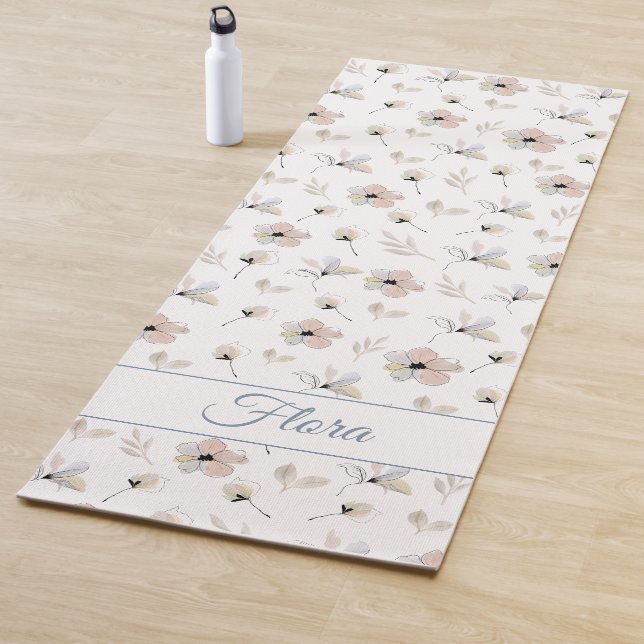 Modern Boho Floral Customisable Yoga Mat  (In Situ)