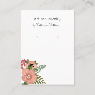 Modern Boho Floral Earring Display Business Card