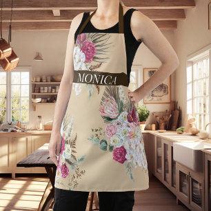 Modern Boho Floral Flower Apron