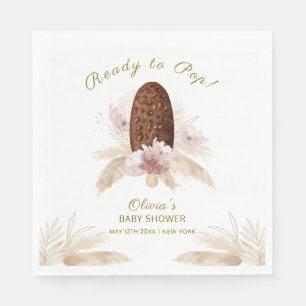 Modern Boho Floral Ice Cream Popcicle Baby Shower Napkin
