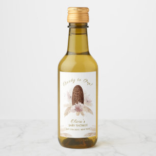 Modern Boho Floral Ice Cream Popcicle Baby Shower Wine Label