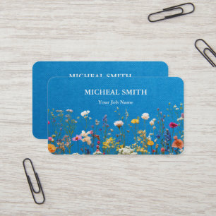 Modern Boho Floral Kraft Business Card