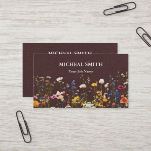 Modern Boho Floral Kraft  Business Card