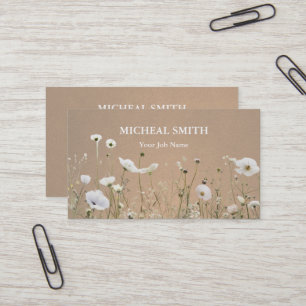Modern Boho Floral Kraft Business Card