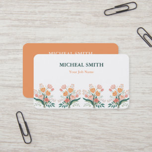 Modern Boho Floral Kraft  Business Card
