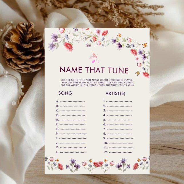 Modern Boho Floral Name That Tune Bridal Shower  (Creator Uploaded)