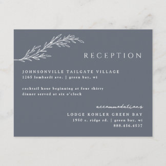 Modern Boho Floral Outline in Deep Steel Blue Enclosure Card