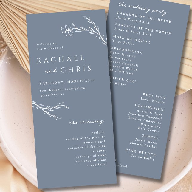 Modern Boho Floral Outline in Dusty Steel Blue  (Creator Uploaded)