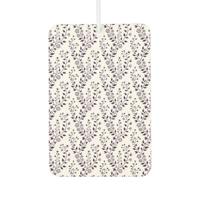 Modern Boho Floral Pattern Plum White Car Air Freshener (Front)