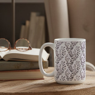 Modern Boho Floral Pattern Plum White Coffee Mug