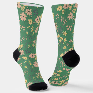 Modern Boho Floral Pattern Socks