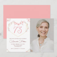 Modern Boho Floral Photo 73rd birthday invitation