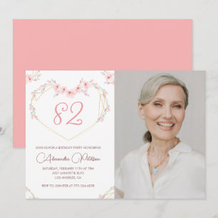 Modern Boho Floral Photo 82nd birthday invitation