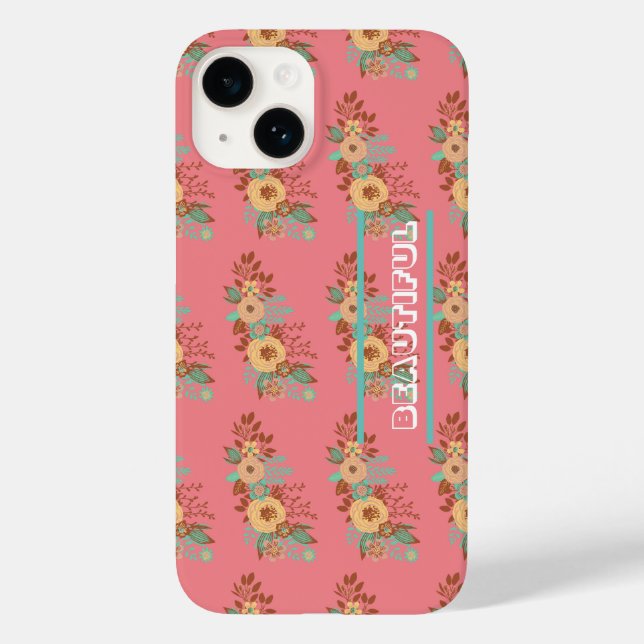 Modern Boho Floral Pink  Case-Mate iPhone Case (Back)
