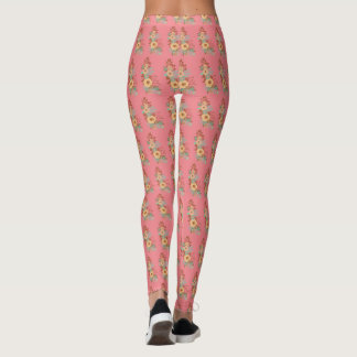 Modern Boho Floral Pink Leggings