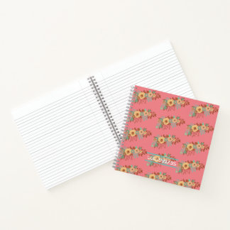 Modern Boho Floral Pink Notebook