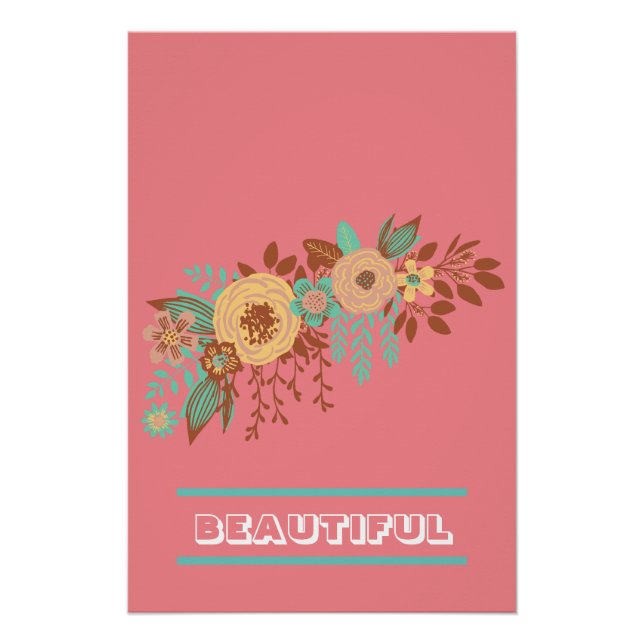  Modern Boho Floral Pink  Poster (Front)