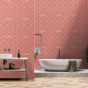 Modern Boho Floral Pink Wallpaper