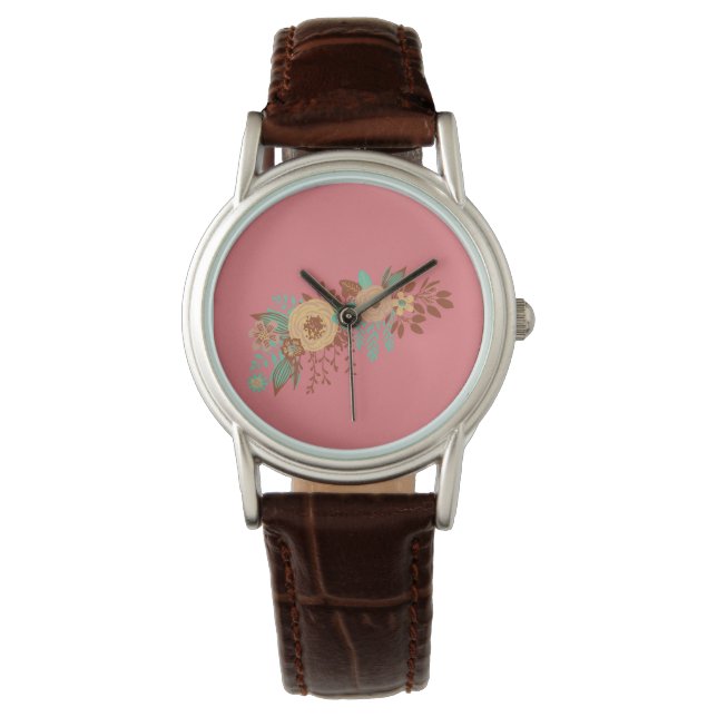  Modern Boho Floral Pink Women's Watch (Front)