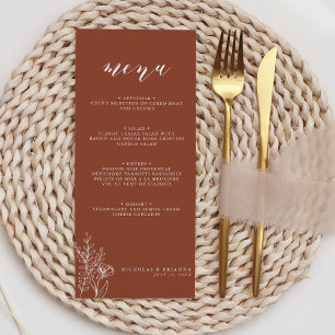Modern Boho Floral Terracotta Burnt Orange Wedding Menu
